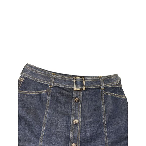Ann Taylor Size 10 Dark Wash Button Front Denim Skirt - Picture 3 of 5